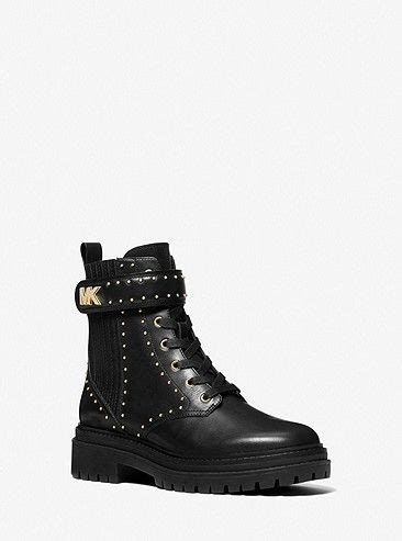 michael michael kors stark embellished leather combat boot|Michael Kors alistair combat boot.